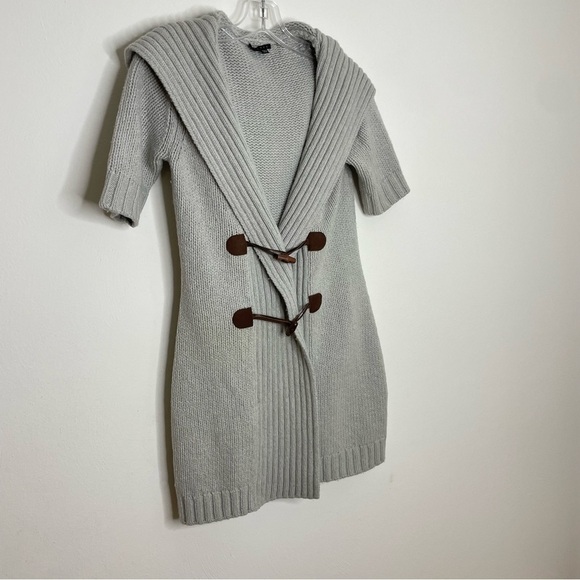 Vintage Y2K THEORY Wool Cashmere Blend Hooded Cardigan Minimalist Academia small - Picture 10 of 12